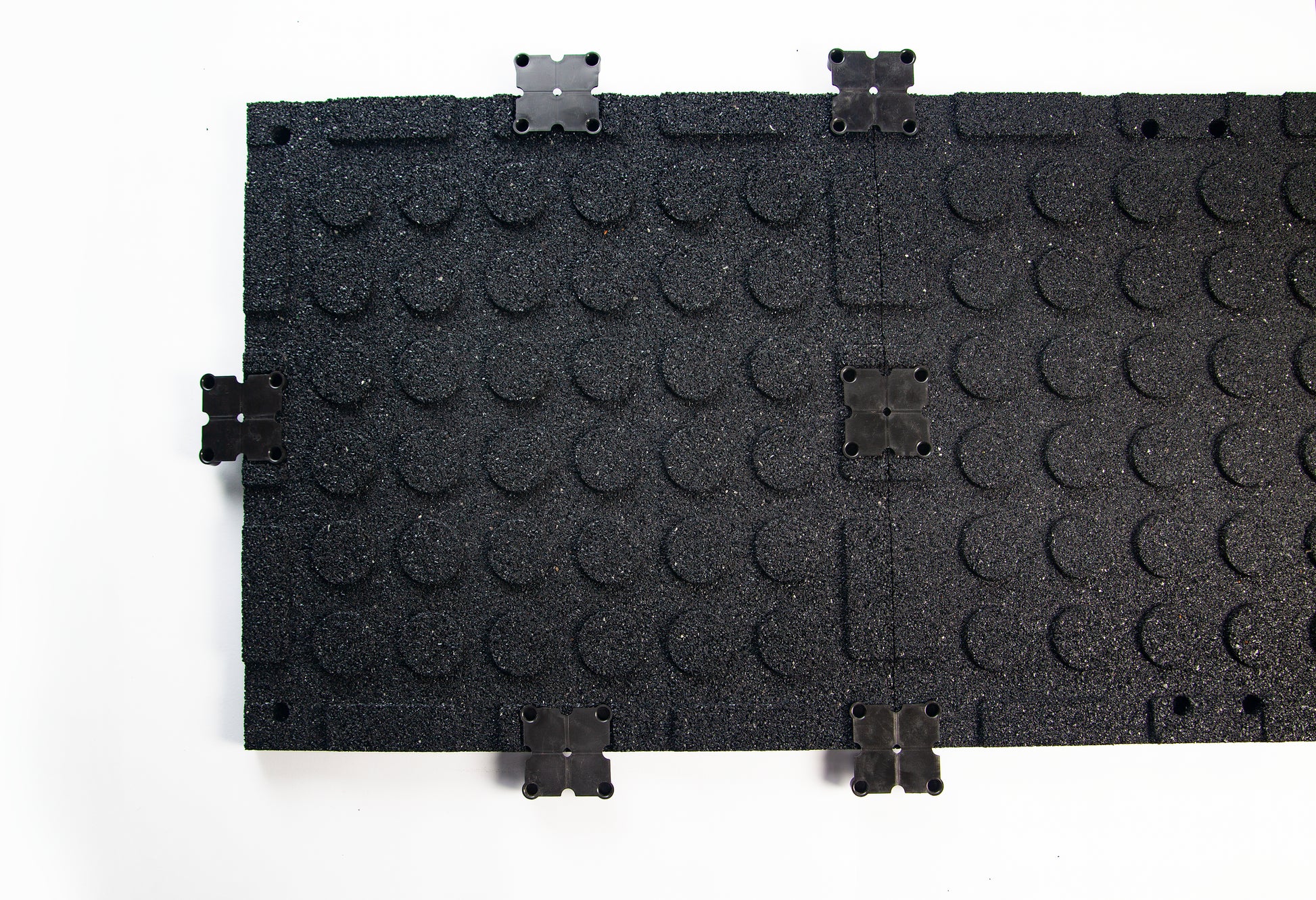 Reverse side to TerraFit Duo gym tile, showing 2 sheets connected via the connecting clip system.