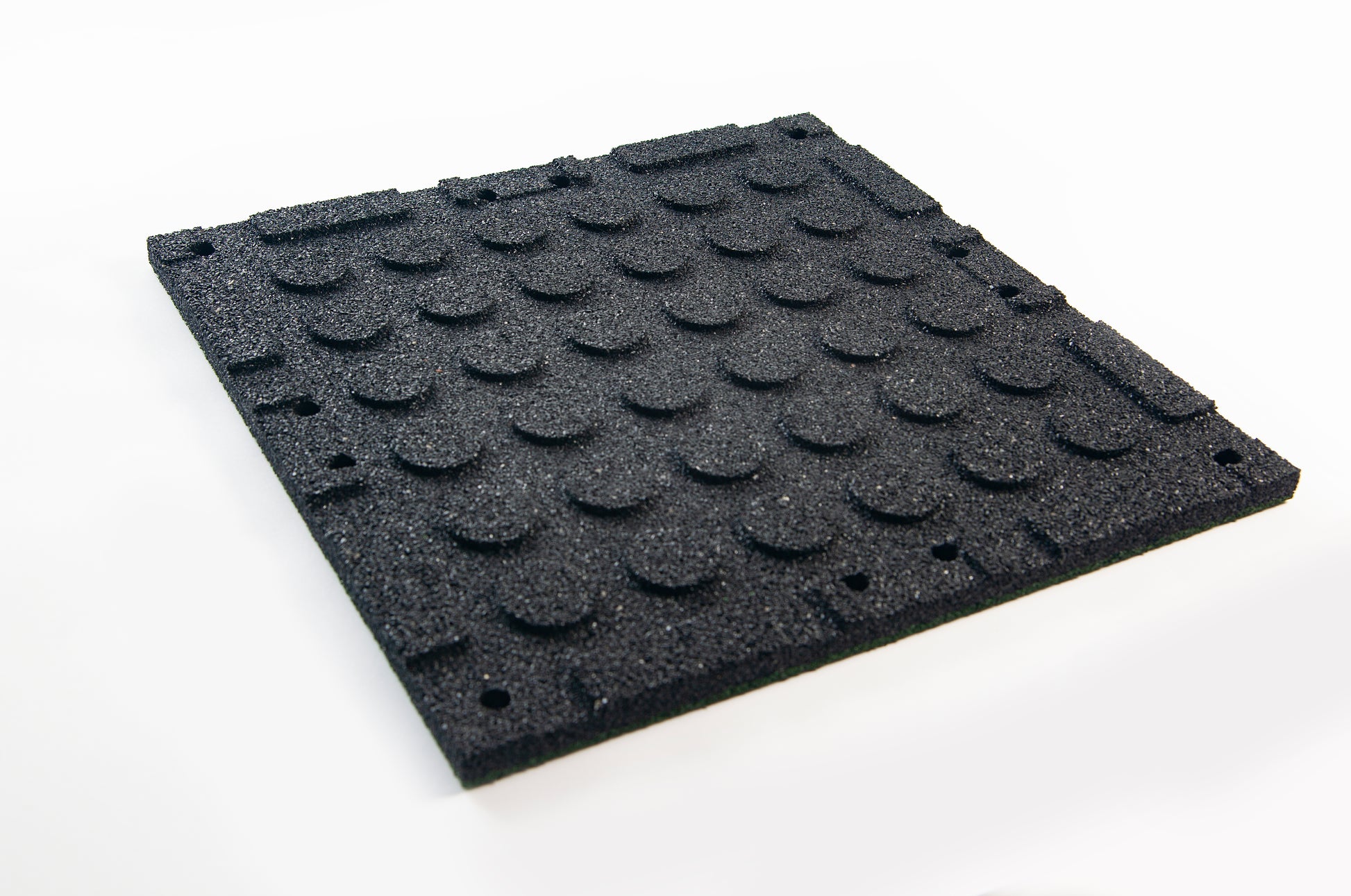 Full shot showing reverse side to TerraFit Duo gym tile, with Connection Points to insert connecting clips shown along the perimeter