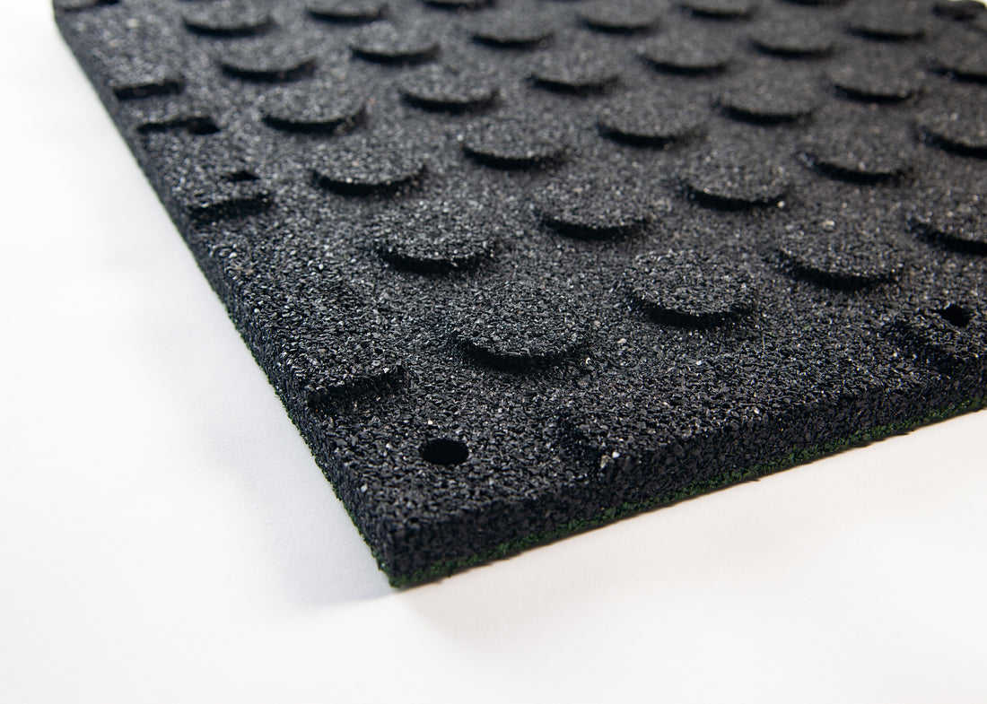 TerraFit Duo interlocking 1m grey gym flooring tile with EPDM flecks