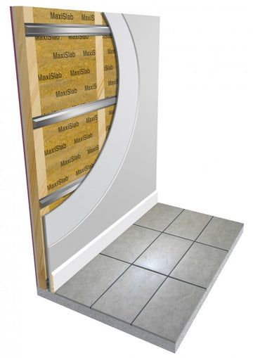 Diagram showing Maxi 60 wall system on timber stud frame