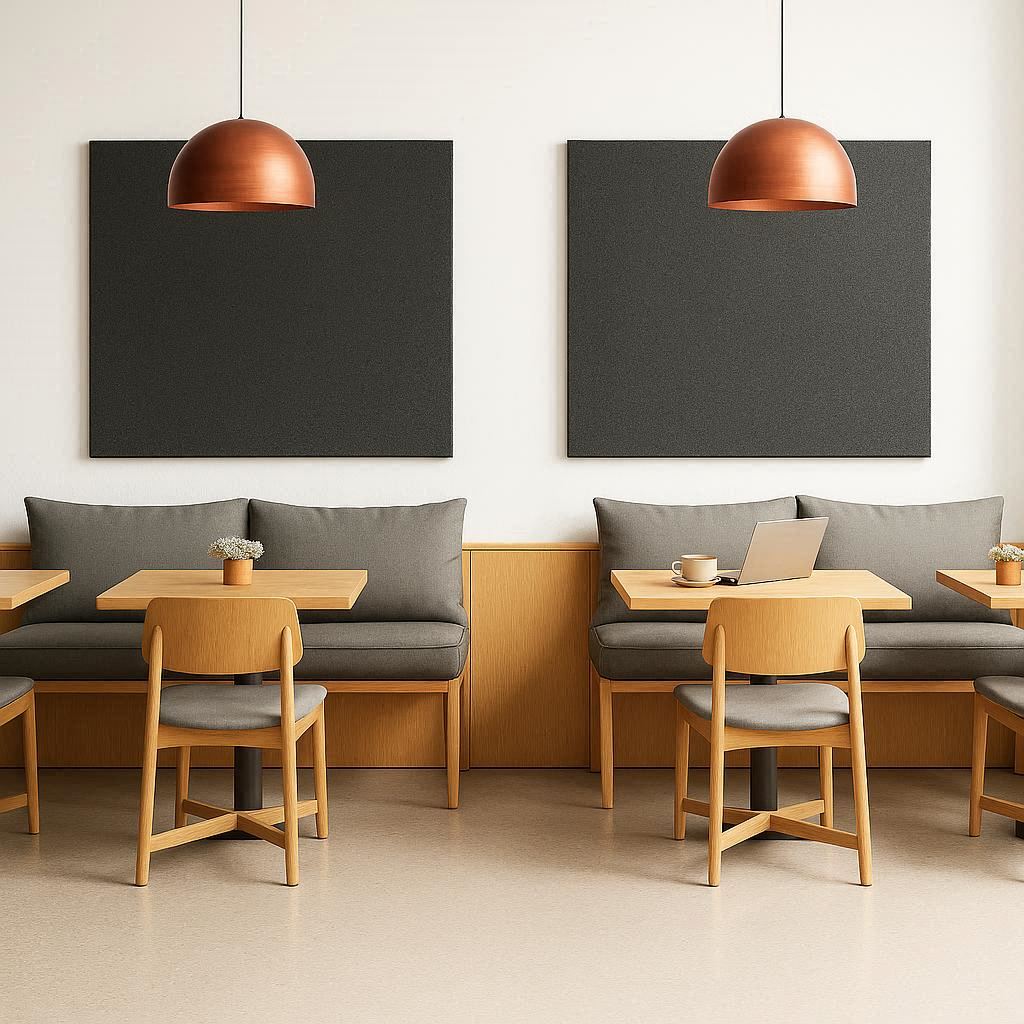 Black absorption panel, designed to reduce sound echo.