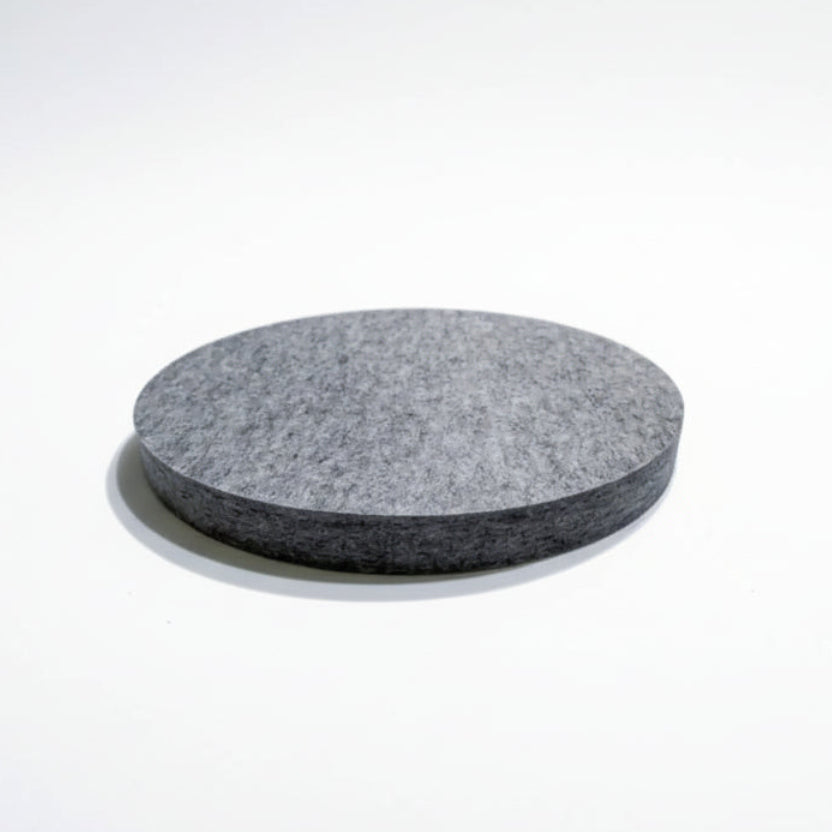 Round gray Pure-Kutik Panel on a white background