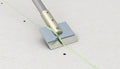 Floor cleaning tool with a flat head to remove excess on a fermacell board.