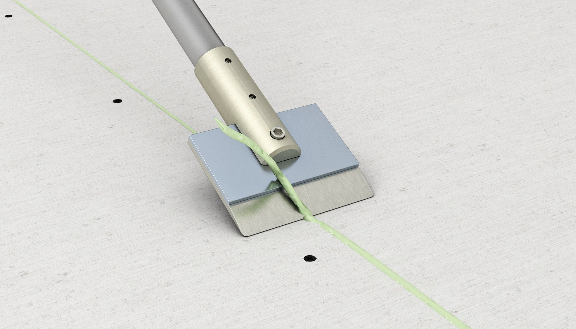 Floor cleaning tool with a flat head to remove excess on a fermacell board.