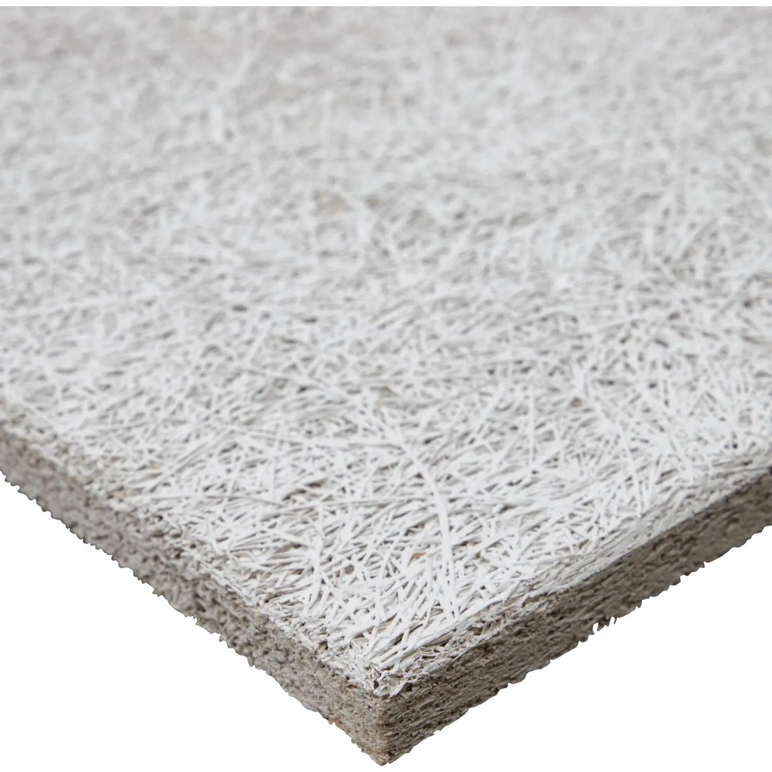 A rectangular white Troldtekt Fine Acoustic Panel shown at an angle on a solid white background.
