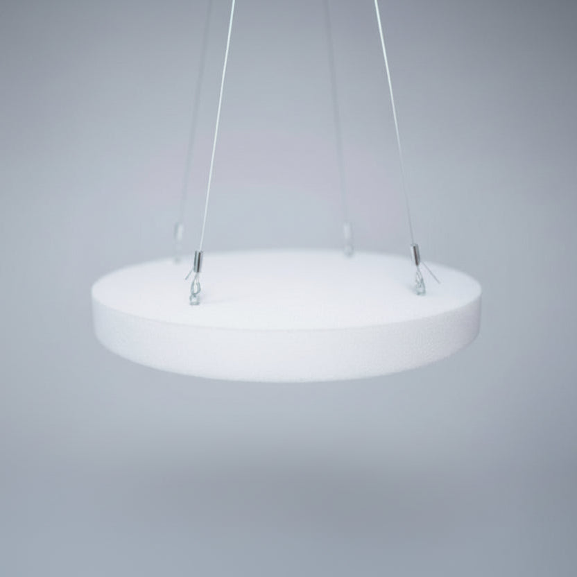 White Pure-Kustik Circular Absorption Panel Suspended White Background