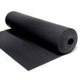 A roll of black resilient underlay material designed for use with various flooring types.