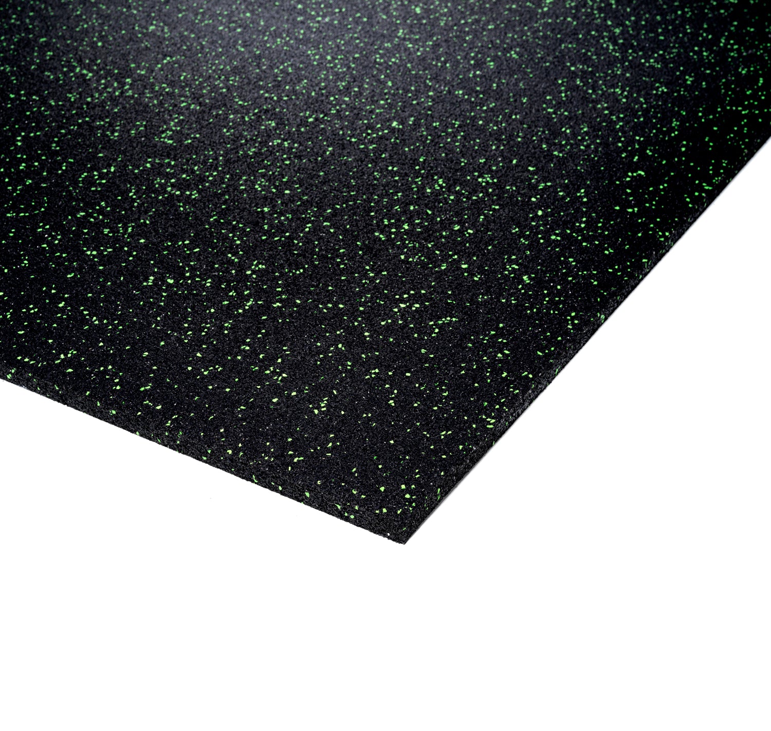 Close-up of black recycled-rubber dB Matting with green flecks
